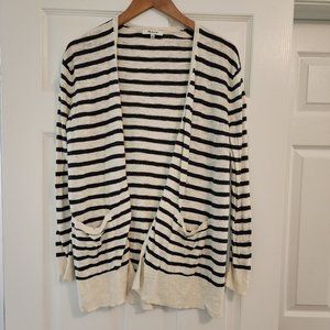 Madewell Navy and Cream Striped Open Front Cardigan Size XXS